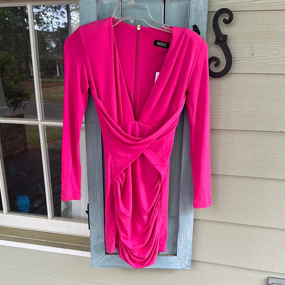 NWT NOOKIE Pink Draped Women's Dress